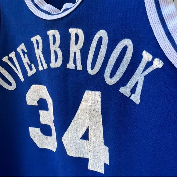 Vint. 60s Hi Style double knit poly blue white Overbrook basketball tank jersey - Picture 5 of 6